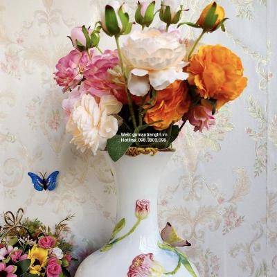 BÌNH HOA TULIP THỦ CÔNG ĐẮP NỔI